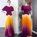 Women's Slim Fit Pleated Suit Set Sparkling Short Sleeve Top & High Waisted Gradient Pleated Skirt Summer Casual Bohemian_ecoleips.com