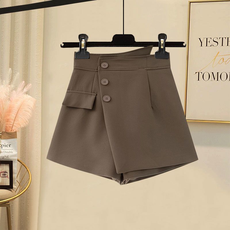 Plus Size Women's Autumn Suit Set | Tapered Waist Blazer & High-Waist Shorts (Chic, Versatile & Flattering Fit)_ecoleips.com