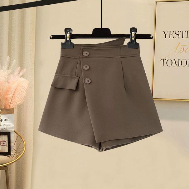 Plus Size Women's Autumn Suit Set | Tapered Waist Blazer & High-Waist Shorts (Chic, Versatile & Flattering Fit)_ecoleips.com