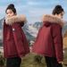 Women's Winter Short Puffer Jacket With Faux Fur Hood - Cozy Warm Fleece Lined Outerwear For Casual Streetwear_ecoleips.com