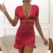 Voya 2026 Women's Best-selling Women's Clothing European And American Deep V-neck Hollowed-out Ruffled_ecoleips.com