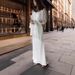 New Women's French Style Dress Square Neckline Spliced Mesh Sheer Flared Sleeves Slim Waist Fishtail Design_ecoleips.com