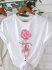 European And American Cross-border Foreign Trade Women's Floral Plant Print Round-neck Short-sleeve T-shirt Top_ecoleips.com