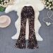 Women's Clothing Elastic Waist Slim Fit Homemade Long Legs Tiger Pattern Low Waist Hot Diamond Sagging Soft Casual Long Flared Pants_ecoleips.com