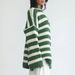 Aria Basics Aria Basics European American Cross-border Autumn And Winter Tops, Loose One-shoulder Striped Long-sleeve Knitted Pullover_ecoleips.com