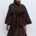 Women's Clothing Autumn And Winter New Fashion Solid Color Cape Stand Collar Button Belt Windbreaker Jacket_ecoleips.com