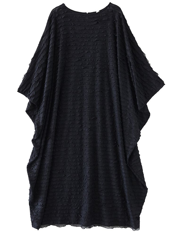 2026 Summer New Oversized Black Vintage Dresses For Women Short Sleeve Loose Casual Long Femme Dress Fashion Elegant Clothing_ecoleips.com