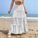 Women's Solid Color Midi Skirt Elastic Waist A-Line Casual Polyester Spring/Autumn Summer Versatile Skirt_ecoleips.com