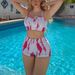 Women's High Waist Print Bikini Swimwear Set Conservative Tied Swimsuits for Beach And Pool_ecoleips.com