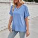 Women's Clothing New Twisted Stripe V Neck Bat Sleeve Splicing Slit Pullover T Shirt For Women_ecoleips.com