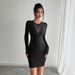 European American Cross-border 2026 Spring And Autumn New Women's Solid Color Mesh Splicing Chest Design Long-sleeve_ecoleips.com