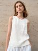 Old Qianfeng Linen Vest Slack Sleeveless Linen Shirt Women's Summer Simple Inner Casual Crew Neck Top_ecoleips.com