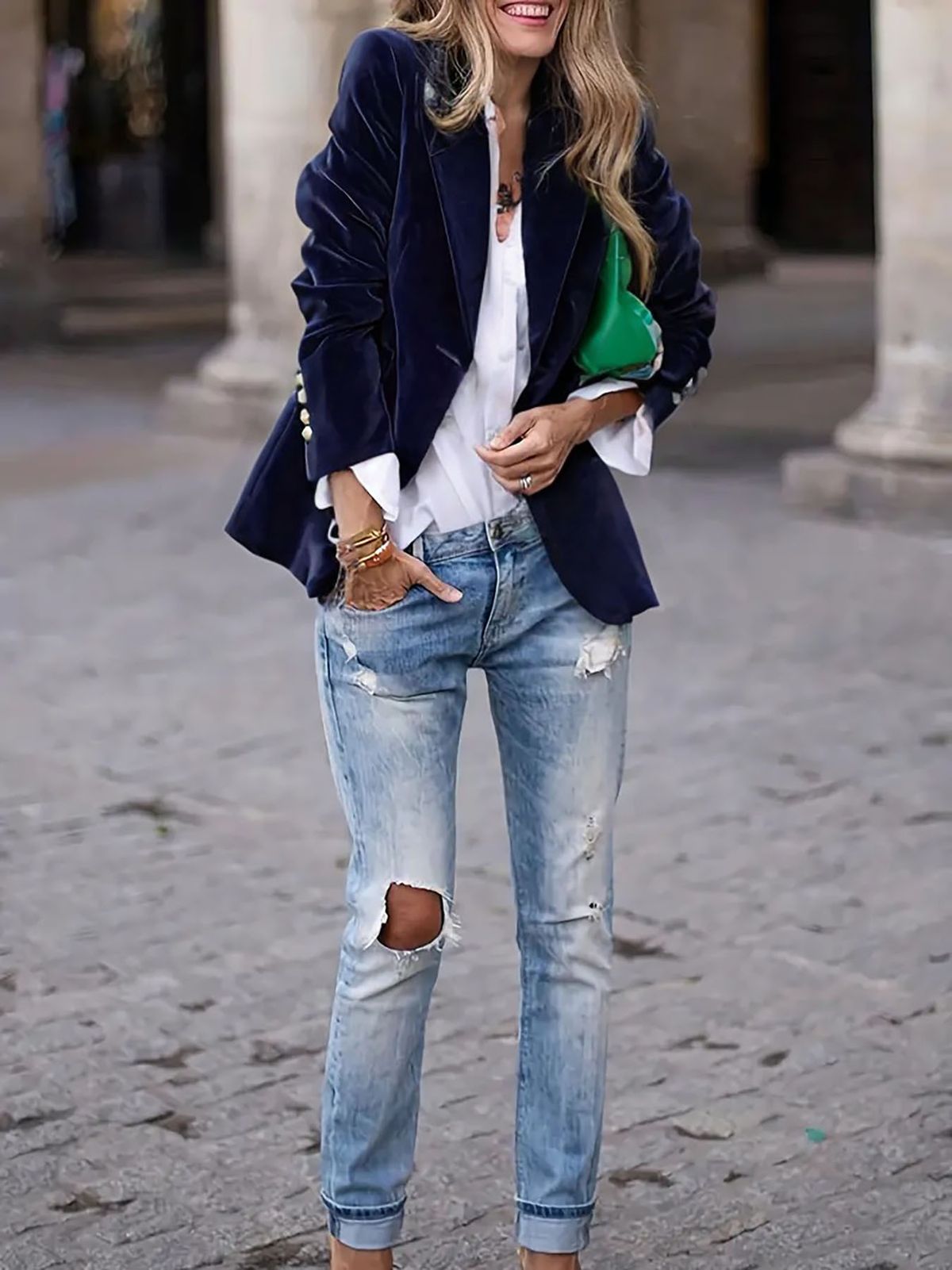 Luxury Velvet Blazer – Slim Fit Gold-Toned Suit Jacket, European Elegance For Women, Spring/Summer Office & Evening Wear_ecoleips.com