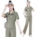 European Trendy Brand Short Sleeve Long Pants Casual Sports Suit For Women Loose Korean Version 2025 Summer Thin_ecoleips.com
