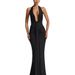 Elegant Halter Neck Sleeveless Backless Long Dress For Women Solid Color Sexy Deep V_ecoleips.com