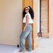 Women's Distressed Denim Wide-Leg Jeans Detachable Utility Belt Vintage Wash Straight Leg Trousers Multi-Pocket Design_ecoleips.com