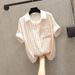 Women's Clothing Slightly Fat And Thin Striped Tops Large Size All Match Fat Girl Age Reducing Shirt_ecoleips.com