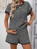 New Women's Round Neck Patchwork Short Sleeved Shorts Fashion Casual Two-piece Set. No Necklaces Or Other Accessories_ecoleips.com