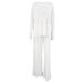 Beige Knitted Loose Sleeve Long Pants Wearable Pajamas Two-Piece Set European And American Autumn New Home Wear For_ecoleips.com