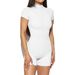 Women's Clothing Women's Solid Color Semi High Neck Jumpsuit Sexy Zipper Design Spring/Summer Tight Fit Romper With Shorts_ecoleips.com