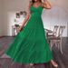 Women’s Clothing New V Neck Suspender Dress With Back Straps Solid Color Long Skirt_ecoleips.com