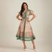 Women's Beach Resort Style Printed Dress French Shirt Collar with Belt Australian Niche Design Casual Maxi Dress_ecoleips.com