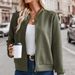 Women's Long Sleeved Cardigan Solid Color Zipper Decorative Jacket Hot Selling_ecoleips.com
