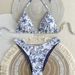 Women's Floral Tie-Dye Bikini Set Trendy Blue Print Two Piece Swimsuit for Beach And Vacation Versatile Summer Essential_ecoleips.com