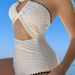 Elegant One-Piece Swimsuit With Crisscross Back & Gold Accents – Slimming High-Cut Design | Adjustable Straps & Built-in Bra (Quick-Dry Polyester)_ecoleips.com