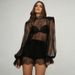 Talenza Black Lace Dress Women's Sexy See-Through Cutout Lace Patchwork Mini Dress New High-Waisted Party Club Y2K Female Dress_ecoleips.com