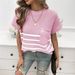 DiYun European And American Foreign Trade Women's Top, Elegant Round-neck Striped Color-block_ecoleips.com