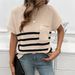 DiYun European And American Foreign Trade Women's Top, Elegant Round-neck Striped Color-block_ecoleips.com