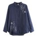 Spring New Cotton Top, Simple Literary Long-sleeved Shirt, Loose And Versatile Flower Embroidered Shirt_ecoleips.com