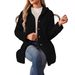 Women's Button-Down Hooded Teddy Coat Casual Long Warm Outerwear Spring/Autumn Polyester_ecoleips.com