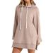 Women's Clothing Autumn/Winter New Women's Solid Color Hooded Mid Length Sweatshirt_ecoleips.com