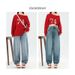 American Washed Blue Curved Knife Jeans For Women In Spring Summer 2025, New Loose Slimming Wide Leg With A Hanging_ecoleips.com