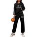Women's Casual Versatile Two Piece Suit Letter Print Thickened Jogger Set Fashion Print_ecoleips.com