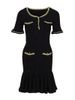 Chic Fashion Sexy Package Hips Knitted Mini Dress 2025 New Summer Women Elegant Black Ruffled Party Dress Streetwear 6U19_ecoleips.com