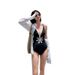 Women's Clothing Rainbow Colored Hollowed Out Floral Pattern One Piece Swimsuit Fresh Simple Style High End Beach Vacation Wear_ecoleips.com