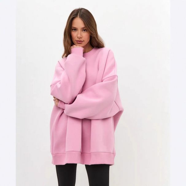 Autumn Winter New European And American Style Simple, Elegant, Fashionable, Solid Color, Loose, Versatile, Fleece-lined,_ecoleips.com