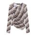 Wind Set Ruched High Waist New 2025 Half Skirt Women Plaid Spring Fishtail T-Shirt Long Sleeve Mesh_ecoleips.com