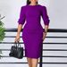 C8612 European And American Plus Size 2025 New Fashion Solid Color Round Neck Slim Fit OL Bodycon African Dress_ecoleips.com