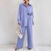 2025 New Fashion Casual Style Pleated Pants Long Sleeve Turn-Down Collar Elegant Women's Suit_ecoleips.com