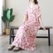 Real Shot Of 2024 Summer Thin Cotton-linen Artistic Loose V-neck Printed Simple Bohemian Mid-length Dress For Women_ecoleips.com