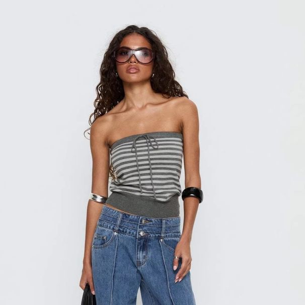 Aria Basics Aria Basics European And American Cross-border Best-selling New Women's Sleeveless Spring, Summer, Autumn Tank Top, Sexy Striped_ecoleips.com