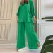 Women's Clothing European And American Style Women's Two Piece Set Long Sleeved Shirt Solid Color Wide Leg Pants_ecoleips.com