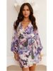 2025 Autumn New V-neck Chiffon Dress Lace Up Long-sleeve Print Slim Short Dress Women Fashion Elegant Casual Dresses Robe Femme_ecoleips.com