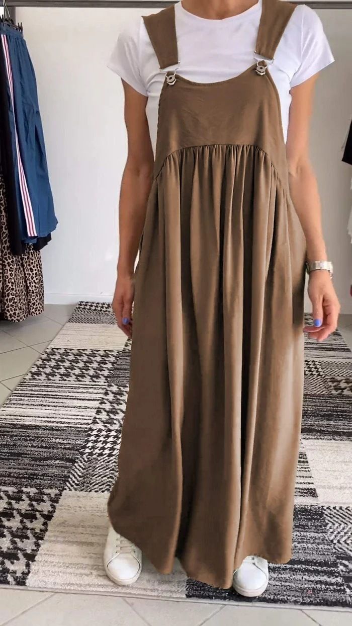 Women's Clothing Summer New Suspender Long Skirt Cotton And Linen Dress Women_ecoleips.com