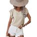 2026 Summer New Design Petal Sleeve Pullover Women's Fashion Commuter Versatile Crew Neck Short Sleeve T-Shirt_ecoleips.com
