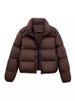 "Women's Short Puffer Jacket Winter Coat With Scarf Collar, Thickened Warm Zip Up Outerwear Loose Fit Casual Streetwear 3D Effect, Black, S/M/L"_ecoleips.com
